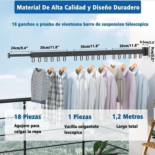 DrySpace™ | Tendedero Plegable de Aluminio con Capacidad 50Kg